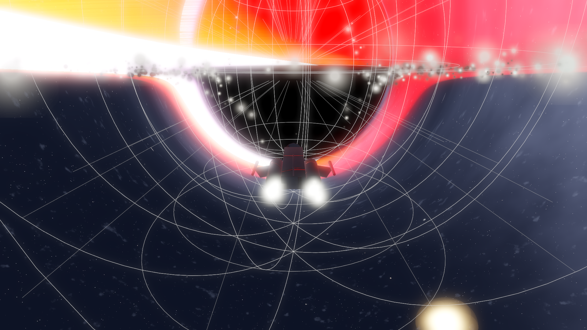 Wide exterior view of the black hole system