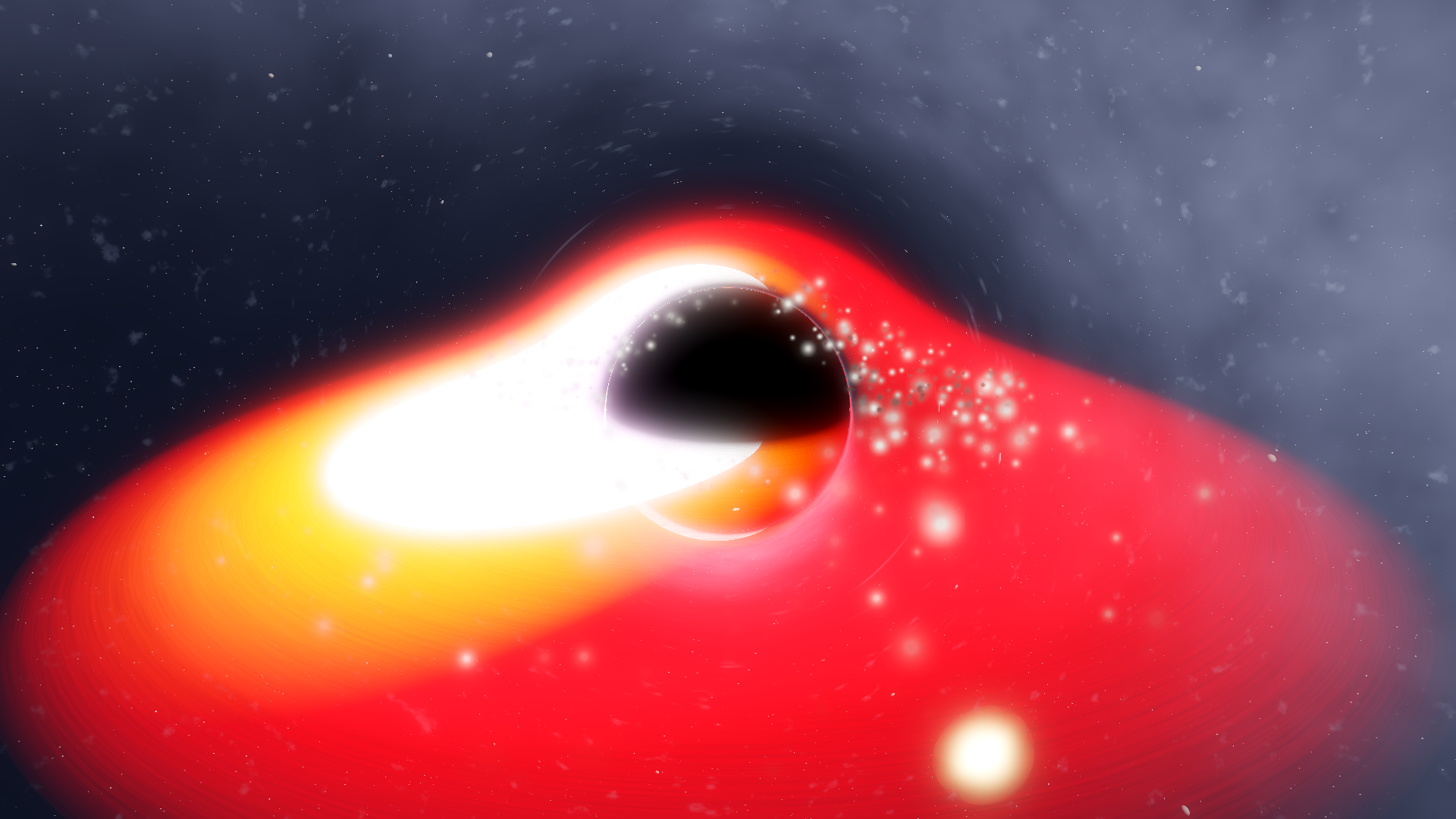 Black hole rendered with full geodesic lensing